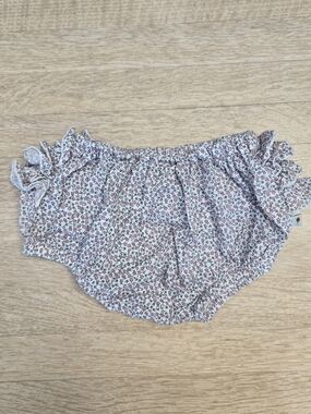 Petite Lucette Floral Ruffle Baby Bloomers - White with Red & Green Print